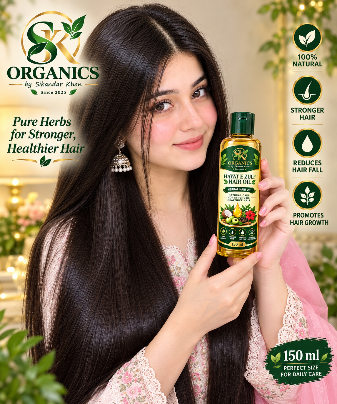 Hayat E Zulf Herbal Hair Oil 150 ml SK Organics